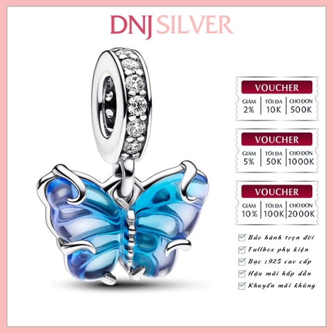 [Chính hãng] Charm bạc 925 cao cấp - Charm Blue Murano Glass Butterfly Dangle thích hợp để mix vòng tay charm bạc cao cấp - DN474
