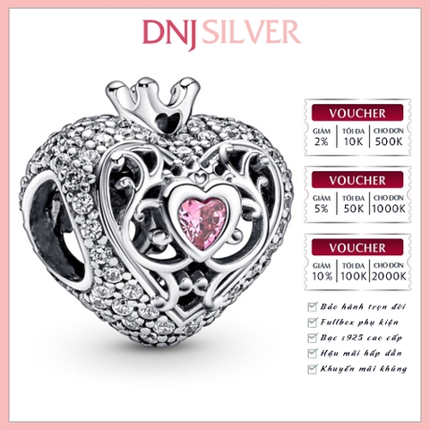 [Chính hãng] Charm bạc 925 cao cấp - Charm Regal Crown & Heart thích hợp để mix vòng tay charm bạc cao cấp - DN052