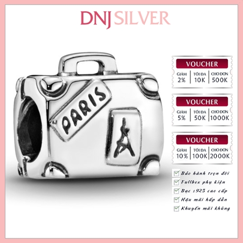[Chính hãng] Charm bạc 925 cao cấp - Charm Suitcase thích hợp để mix vòng tay charm bạc cao cấp - DN199