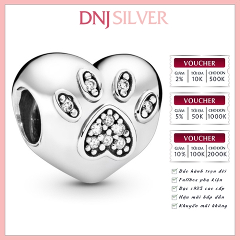 [Chính hãng] Charm bạc 925 cao cấp - Charm I Love My Pet Paw Print Heart thích hợp để mix vòng tay charm bạc cao cấp - DN369