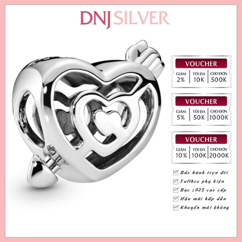 [Chính hãng] Charm bạc 925 cao cấp - Charm Openwork Heart Labyrinth & Arrow thích hợp để mix vòng tay charm bạc cao cấp - DN258