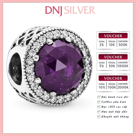 [Chính hãng] Charm bạc 925 cao cấp - Charm Abstract Silver With Royal Purple Crystal thích hợp để mix vòng tay charm bạc cao cấp - DN403
