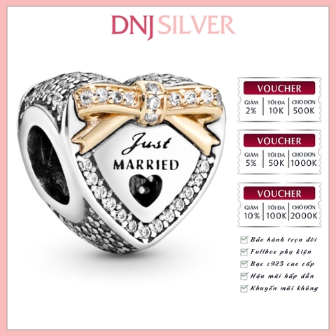 [Chính hãng] Charm bạc 925 cao cấp - Charm Wedding Day Heart thích hợp để mix vòng tay charm bạc cao cấp - DN401