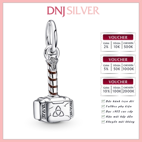 [Chính hãng] Charm bạc 925 cao cấp - Charm Marvel The Avengers Thor's Hammer Dangle thích hợp để mix vòng tay charm bạc cao cấp - DN327