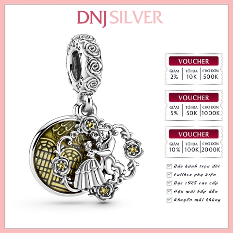 [Chính hãng] Charm bạc 925 cao cấp - Charm Disney Beauty and the Beast Dancing Dangle thích hợp để mix vòng tay charm bạc cao cấp - DN039