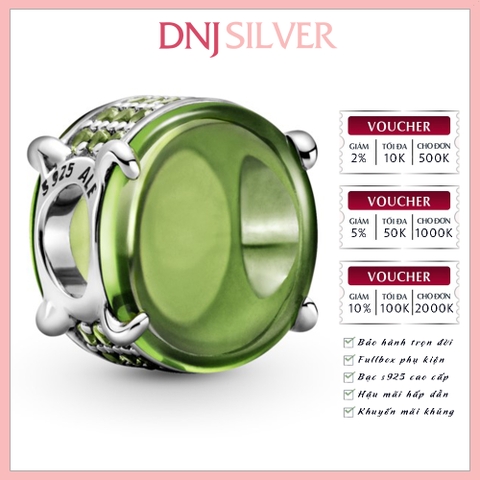 [Chính hãng] Charm bạc 925 cao cấp - Charm Green Oval Cabochon thích hợp để mix vòng tay charm bạc cao cấp - DN431