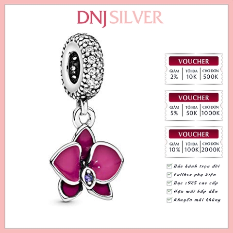 [Chính hãng] Charm bạc 925 cao cấp - Charm Purple Orchid Cubic Zirconia thích hợp để mix vòng tay charm bạc cao cấp - DN304