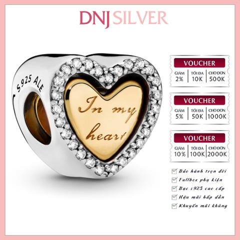 [Chính hãng] Charm bạc 925 cao cấp - Charm In My Heart Split Heart thích hợp để mix vòng tay charm bạc cao cấp - DN260