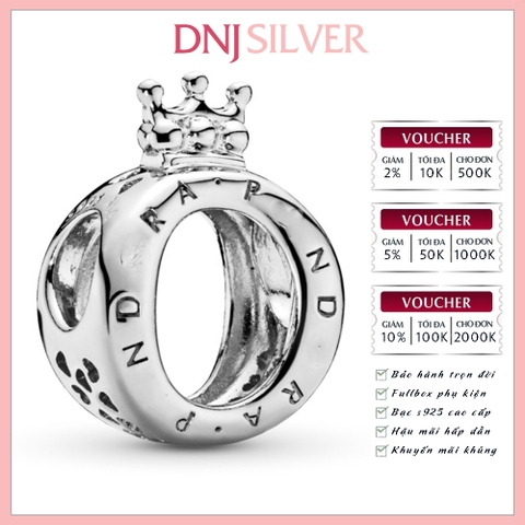 [Chính hãng] Charm bạc 925 cao cấp - Charm Crown O Logo thích hợp để mix vòng tay charm bạc cao cấp - DN443