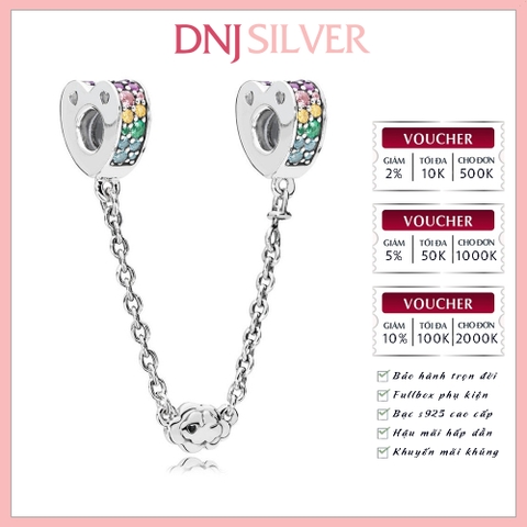[Chính hãng] Charm bạc 925 cao cấp - Charm Rainbow Pavé Hearts & Cloud Safety Chain thích hợp để mix vòng tay charm bạc cao cấp - DN404