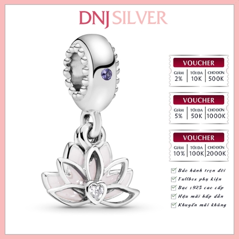 [Chính hãng] Charm bạc 925 cao cấp - Charm Lotus Flower Dangle thích hợp để mix vòng tay charm bạc cao cấp - DN245