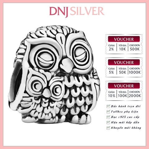 [Chính hãng] Charm bạc 925 cao cấp - Charm Mother Owl and Baby Owl thích hợp để mix vòng tay charm bạc cao cấp - DN333