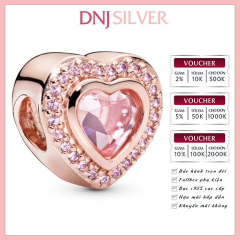 [Chính hãng] Charm bạc 925 cao cấp - Charm Sparkling Pink Heart thích hợp để mix vòng tay charm bạc cao cấp - DN145