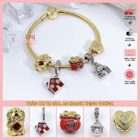 Vòng tay charm bạc 925 cao cấp - Bộ Vòng charm Thần Tài Tụ Bảo, An Khang Thịnh Vượng - Vòng tay dành cho nam và nữ