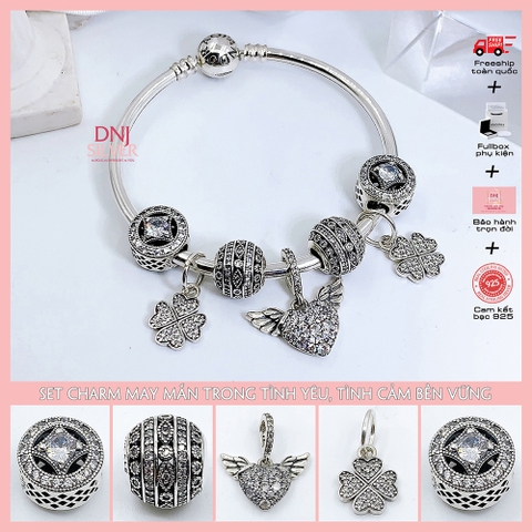 Vòng tay charm bạc 925 cao cấp - Bộ Vòng charm May Mắn Trong Tính Yêu, Tình Cảm Bền Vững - Vòng tay dành cho nam và nữ