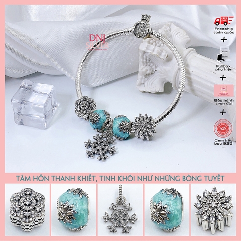 Vòng tay charm bạc 925 cao cấp - Bộ Vòng Tâm hồn thanh khiết, Tinh khôi như những bông tuyết  - Vòng tay dành cho nam và nữ