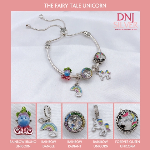 Vòng tay bạc S925, vòng tay charm thời trang phong thủy, The Fairy Tale Unicorn - Mã DS0001