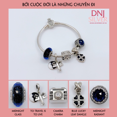 Vòng tay bạc S925, vòng tay charm thời trang phong thủy, Bởi Cuộc Đời Là Những Chuyến Đi - Mã DS0039