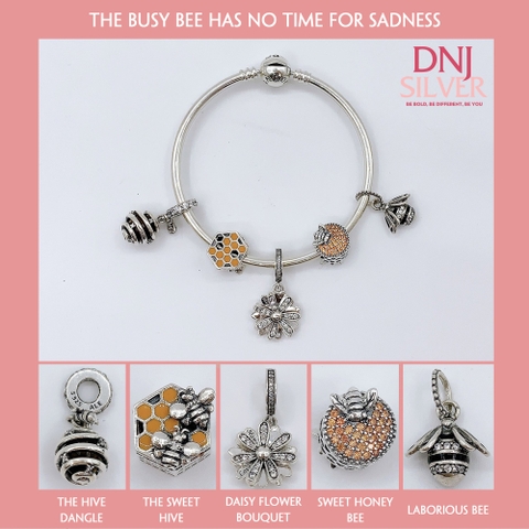 Vòng tay bạc S925, vòng tay charm thời trang phong thủy, The Busy Bee Has No Time For Sadness - Mã DS0043