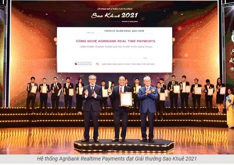 Hệ thống Agribank Realtime Payments đạt Giải thưởng Sao Khuê 2021