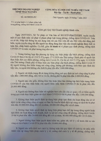 V/V XỬ PHẠT HÀNH VI VI PHẠM PHÁP LUẬT TRONG PHÒNG, CHỐNG DỊCH BỆNH COVID-19