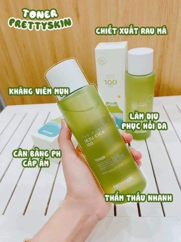 Nước Hoa Hồng Chiết Xuất Rau Má Dành cho Da Dầu Mụn Prettyskin The Pure Jeju Cica 100 Toner 250ml