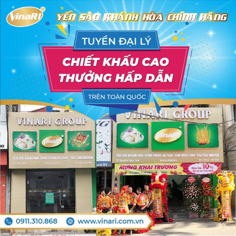 HÃY TRỞ THÀNH ĐẠI LÝ PHÂN PHỐI YẾN SÀO KHÁNH HÒA CHÍNH HÃNG CỦA VINARI