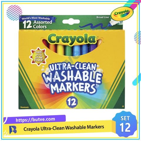Bộ 12 bút đánh dấu đầu tròn làm sạch dễ dàng Crayola Ultra - Clean Washable Markers