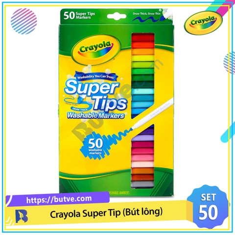 Bộ 50 cây bút lông màu 2 đầu, tẩy rửa được Crayola Super Tips Washable Markers