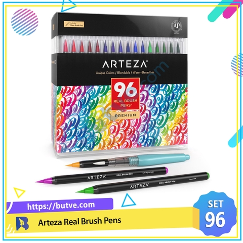 Bộ 96 cây bút lông màu ngòi cọ cao cấp Arteza Brush Pens (Hộp nhựa)