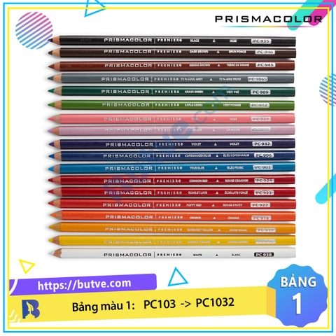 [PC103 - PC1032] Bút chì màu hạng họa sĩ Prismacolor Premier Soft Core - Màu lẻ (BẢNG 1)