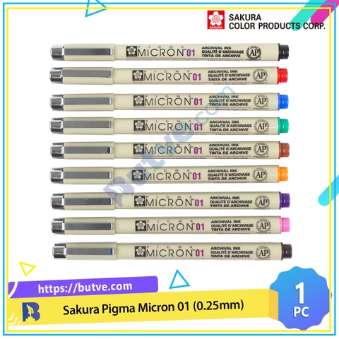Bút đi nét line mực khô nhanh, không lem Sakura Pigma Micron 01 – Ngòi 0.25mm