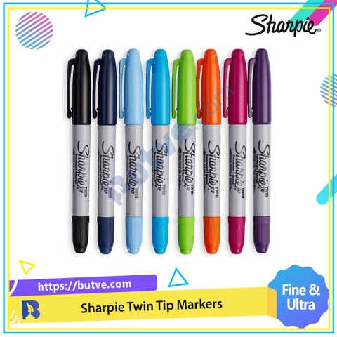 Bút lông dầu 2 ngòi vẽ đa chất liệu Sharpie Twin Tip (Fine+Ultra) - Cây lẻ