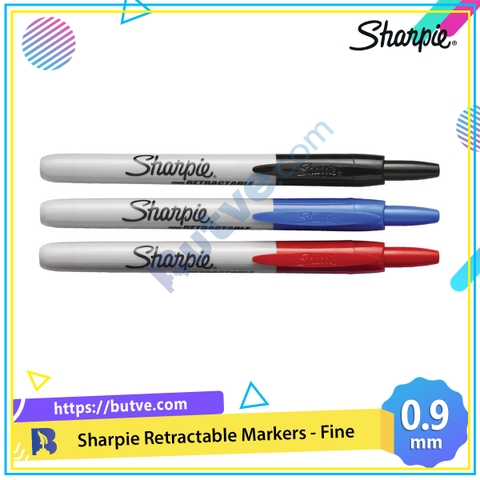 Bút lông dầu ngòi bấm vẽ đa chất liệu Sharpie Retractable Fine Point 0.9mm (Cây lẻ)