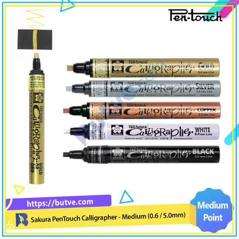 Bút sơn dầu ngòi dẹp vẽ đa chất liệu Sakura PenTouch Calligrapher, Medium Point - Ngòi 0.6 / 5.0mm (Cây lẻ)