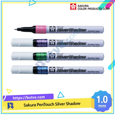 Bút sơn dầu vẽ nhũ bạc ánh kim có màu viền Sakura PenTouch Silver Shadow Fine Point - Ngòi 1.0mm (Cây lẻ)