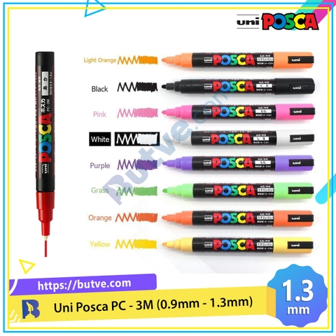 Bút sơn nước vẽ đa chất liệu Uni Posca PC-3M chính hãng ngòi 0.9 - 1.3mm (Cây lẻ)