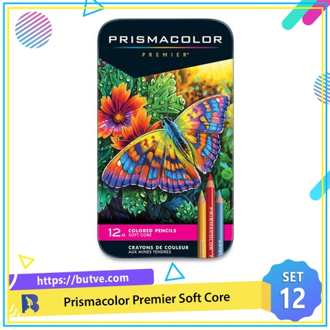 Hộp 12 bút chì màu hạng họa sĩ Prismacolor Premier Soft Core (Hộp thiếc)