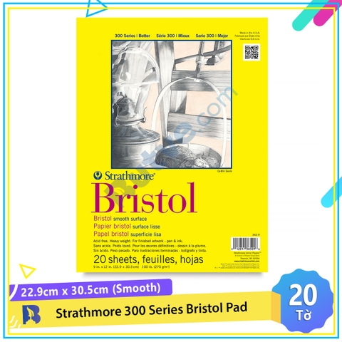 Sổ vẽ đa năng Strathmore 300 Series Bristol Pad (20 tờ, smooth, 22.9 x 30.5cm)