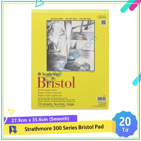 Sổ vẽ đa năng Strathmore 300 Series Bristol Pad (20 tờ, smooth, 27.9 x 35.6cm)