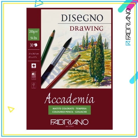 Sổ vẽ Fabriano Disegno Drawing A4 200gsm (20 tờ)