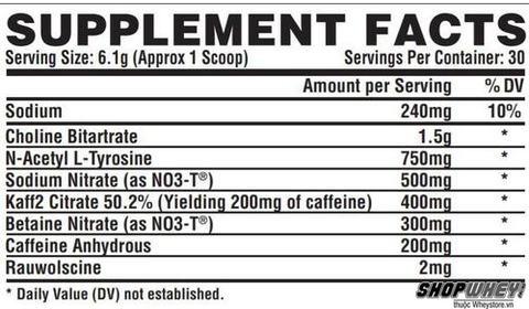 Nutrition Facts Outlift Concentrate 30 servings