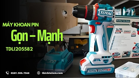 Máy Khoan Pin Total TDLI205582 55Nm: Hiệu Năng Mạnh Mẽ, Thiết Kế Gọn Nhẹ