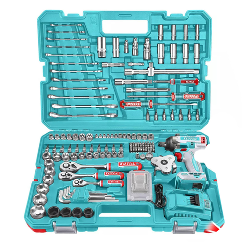 Combo máy bắn bu lông pin 20v 500Nm và 152 chi tiết Total TIWLI2050