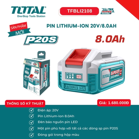 Pin lithium-ion 20V/ 8.0 Ah Total TFBLI2108