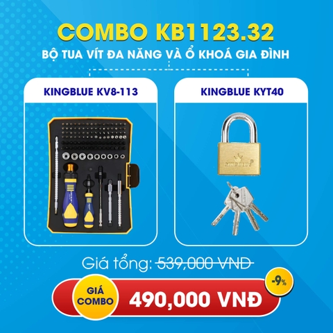 KB1123.32 - Combo mua bộ tua vít KV8-113 kèm ổ khóa gia đình KYT40 Kingblue