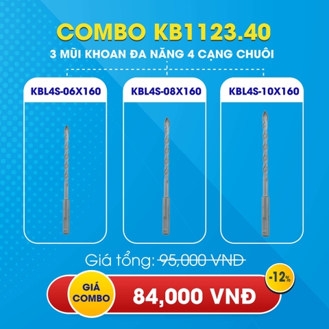 KB1123.40 - Combo 3 mũi khoan Kingblue SDS đa năng 6,8,10 - KBL4S