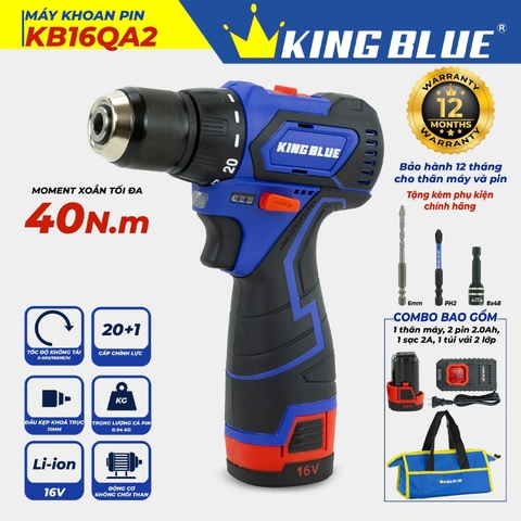 Máy khoan pin 16.8V 40Nm 10mm Kingblue KB16QA2 (2 pin 2ampe)