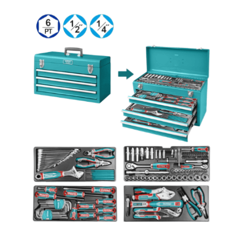 Bộ đồ nghề sửa chữa xe máy chuyên nghiệp 132 chi tiết và thùng sắt Total THPTCS71321