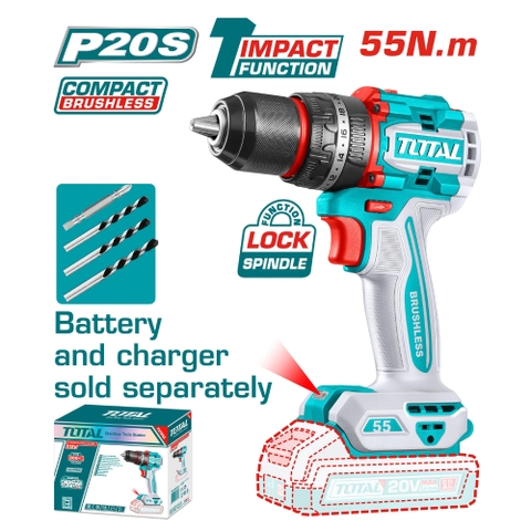 Thân máy khoan pin 20V lực 55Nm có búa Total TIDLI205581